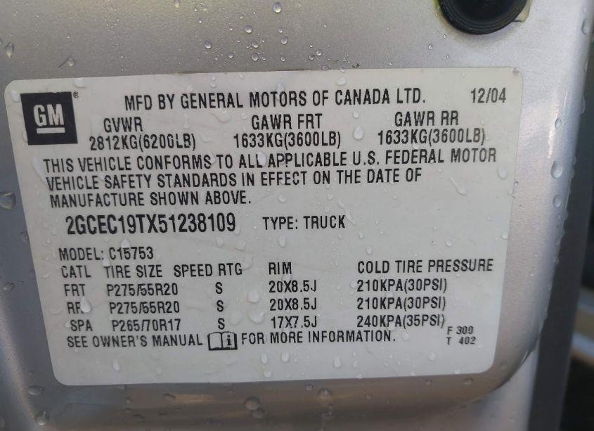 Photo 9 of 2005 Chevrolet Silverado 1500 LS (VIN 2GCEC19TX51238109)