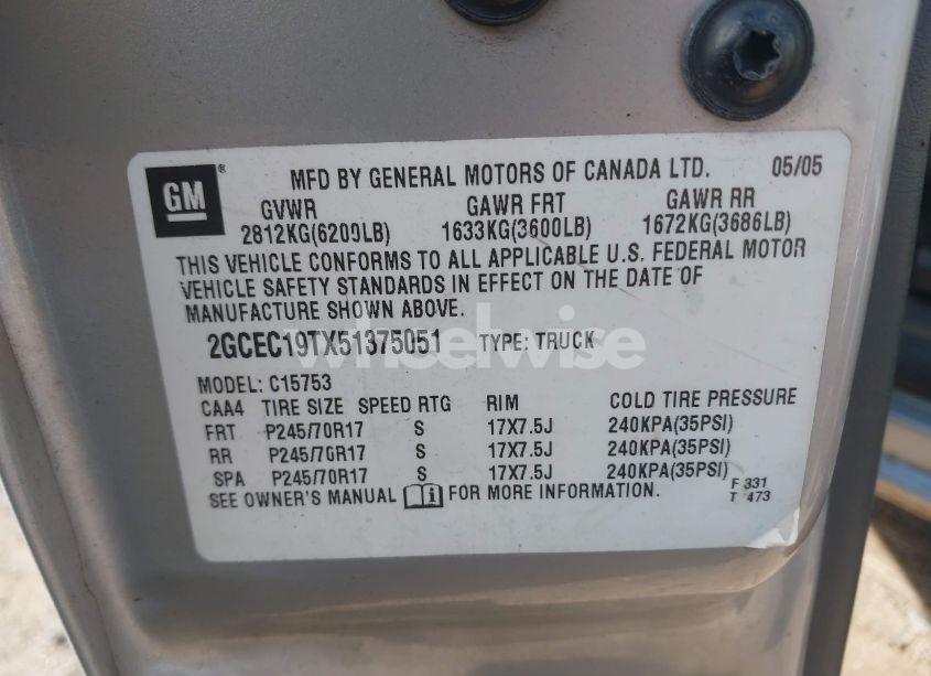 Photo 9 of 2005 Chevrolet Silverado 1500 LS (VIN 2GCEC19TX51375051)