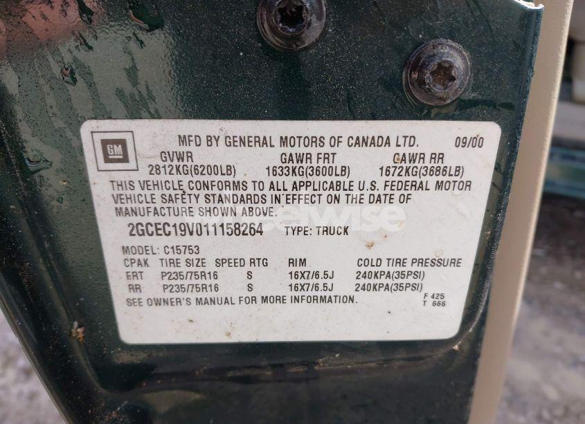 Photo 9 of 2001 Chevrolet Silverado 1500 LS (VIN 2GCEC19V011158264)