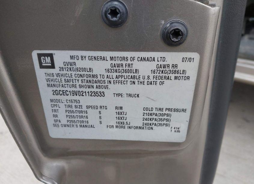 Photo 9 of 2002 Chevrolet Silverado 1500 LS (VIN 2GCEC19V021123533)