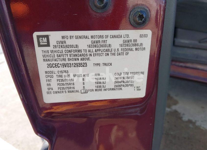 Photo 9 of 2003 Chevrolet Silverado 1500 LS (VIN 2GCEC19V031293523)
