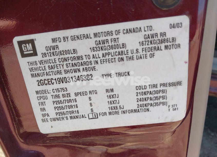 Photo 9 of 2003 Chevrolet Silverado 1500 LS (VIN 2GCEC19V031346382)