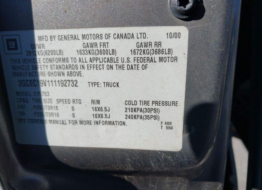 Photo 9 of 2001 Chevrolet Silverado 1500 LS (VIN 2GCEC19V111192732)