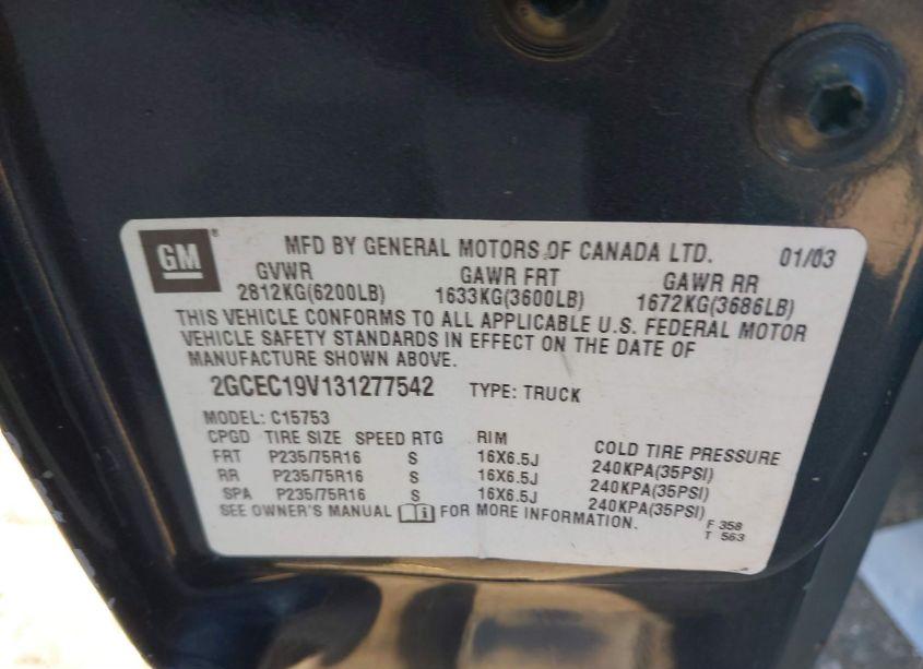 Photo 9 of 2003 Chevrolet Silverado 1500 LS (VIN 2GCEC19V131277542)