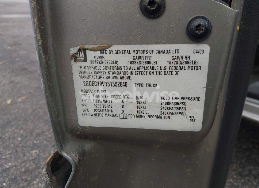 Photo 9 of 2003 Chevrolet Silverado 1500 LS (VIN 2GCEC19V131352840)