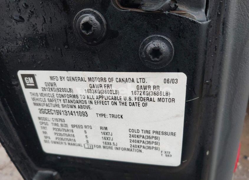 Photo 9 of 2003 Chevrolet Silverado 1500 LS (VIN 2GCEC19V131411093)