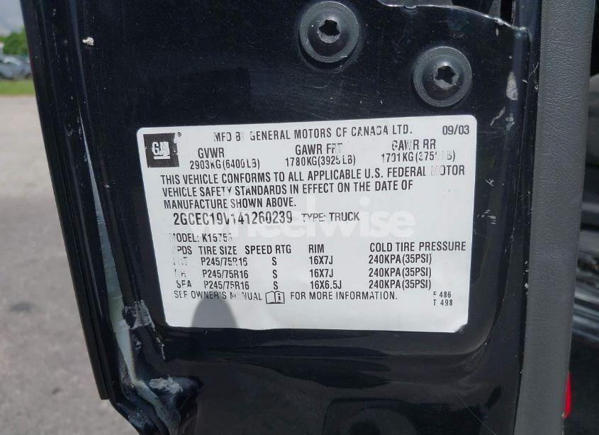 Photo 9 of 2004 Chevrolet Silverado 1500 WORK TRUCK (VIN 2GCEC19V141260239)