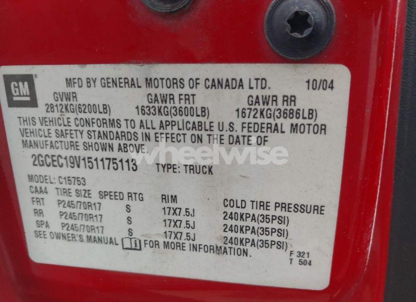 Photo 9 of 2005 Chevrolet Silverado 1500 LS (VIN 2GCEC19V151175113)