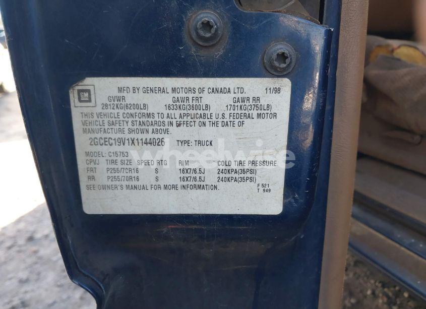 Photo 9 of 1999 Chevrolet Silverado 1500 LS (VIN 2GCEC19V1X1144026)