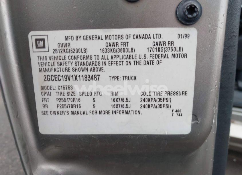 Photo 9 of 1999 Chevrolet Silverado 1500 LS (VIN 2GCEC19V1X1183487)