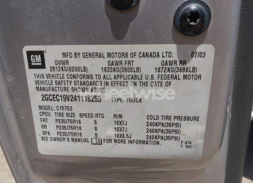 Photo 9 of 2004 Chevrolet Silverado 1500 LS (VIN 2GCEC19V241118255)