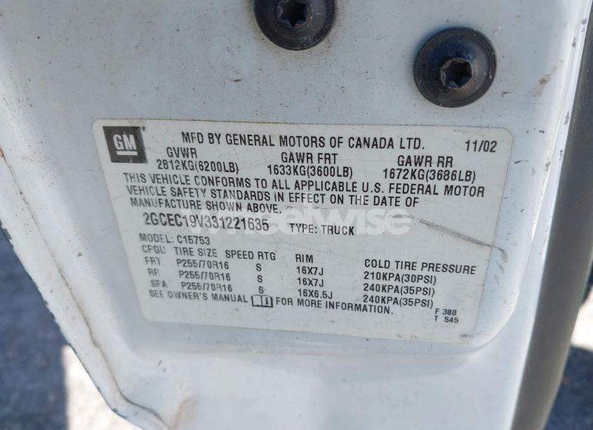 Photo 9 of 2003 Chevrolet Silverado 1500 LS (VIN 2GCEC19V331221635)