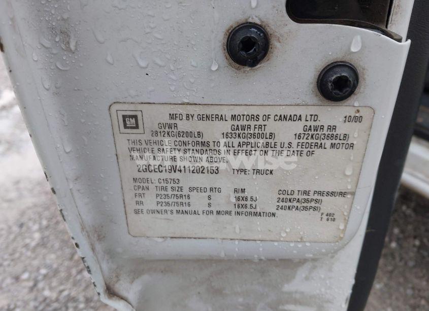 Photo 9 of 2001 Chevrolet Silverado 1500 LS (VIN 2GCEC19V411202153)