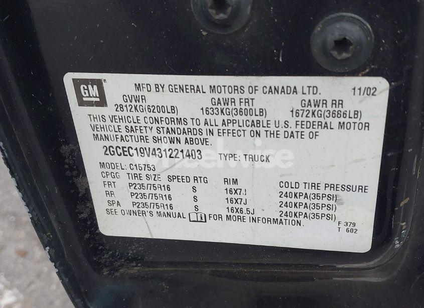 Photo 9 of 2003 Chevrolet Silverado 1500 LS (VIN 2GCEC19V431221403)