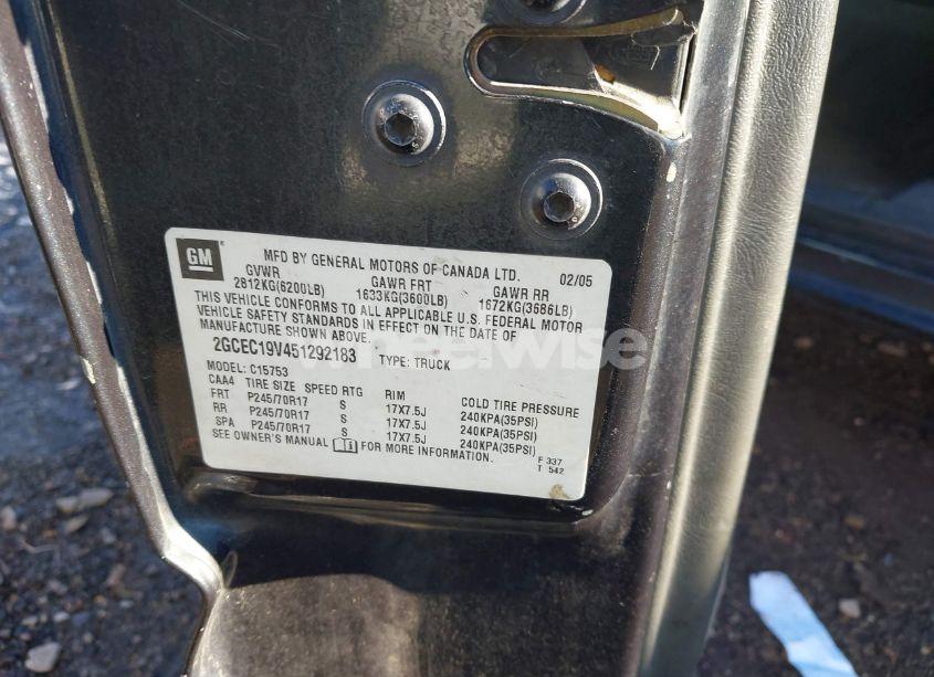 Photo 9 of 2005 Chevrolet Silverado 1500 LS (VIN 2GCEC19V451292183)