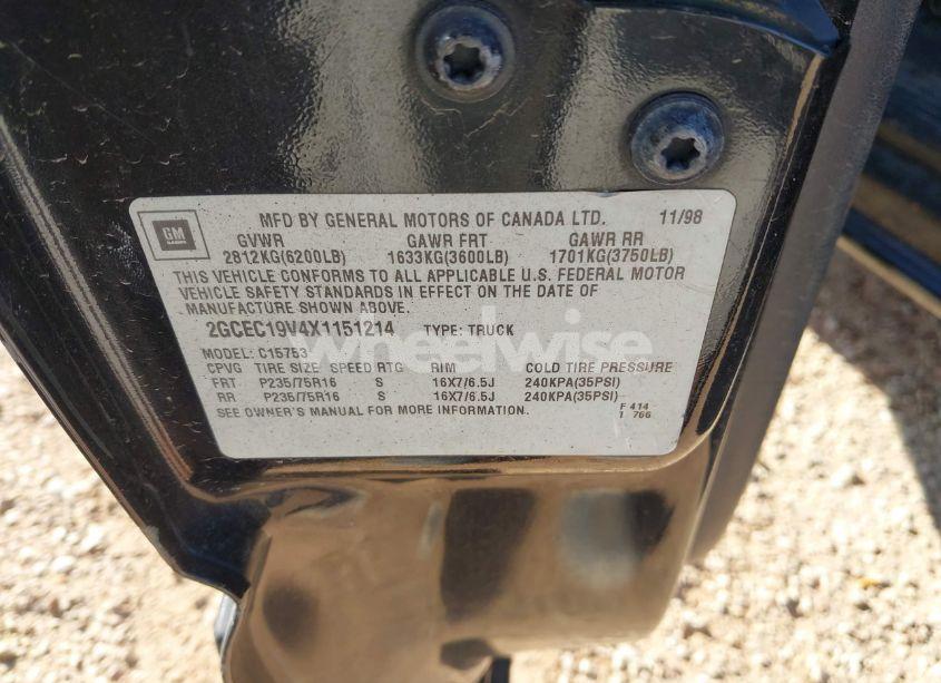 Photo 9 of 1999 Chevrolet Silverado 1500 LS (VIN 2GCEC19V4X1151214)