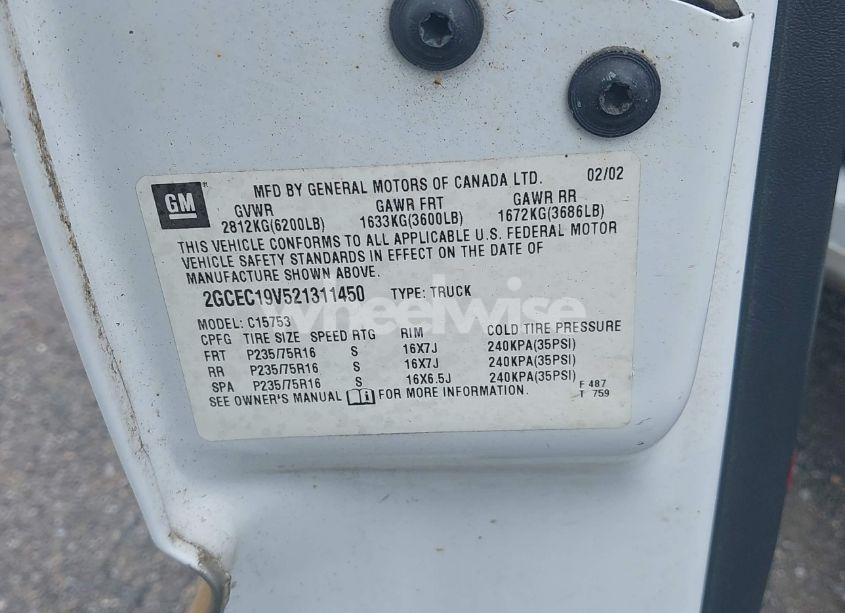 Photo 9 of 2002 Chevrolet Silverado 1500 LS (VIN 2GCEC19V521311450)