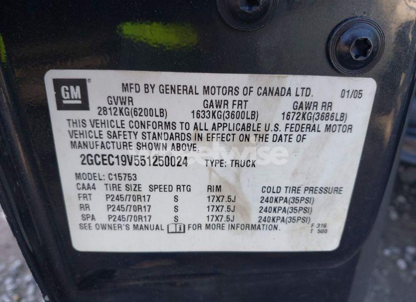 Photo 9 of 2005 Chevrolet Silverado 1500 LS (VIN 2GCEC19V551250024)