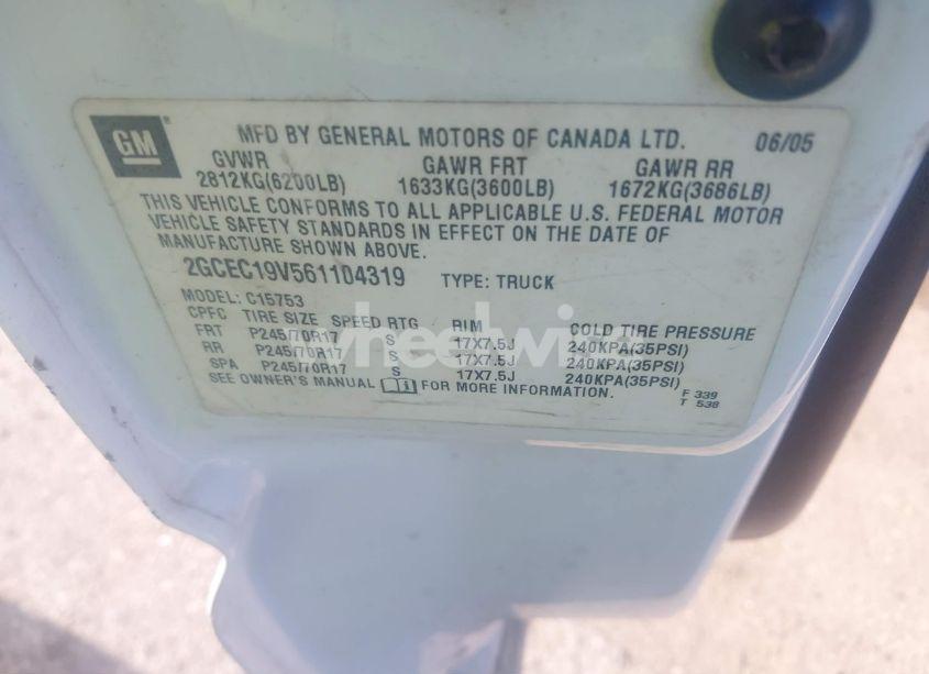 Photo 9 of 2006 Chevrolet Silverado 1500 WORK TRUCK (VIN 2GCEC19V561104319)