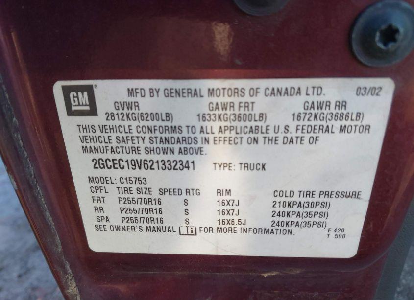 Photo 9 of 2002 Chevrolet Silverado 1500 LS (VIN 2GCEC19V621332341)