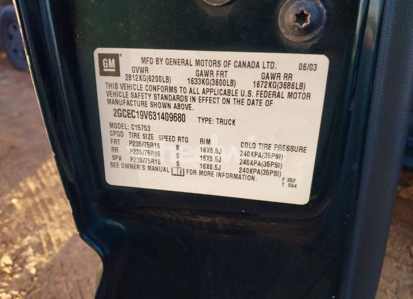 Photo 9 of 2003 Chevrolet Silverado 1500 LS (VIN 2GCEC19V631409680)