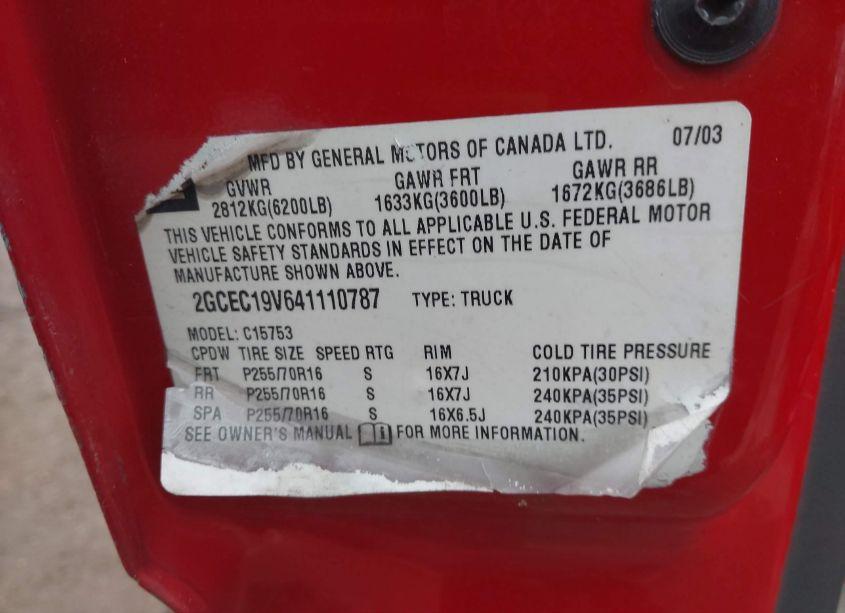 Photo 9 of 2004 Chevrolet Silverado 1500 LS (VIN 2GCEC19V641110787)