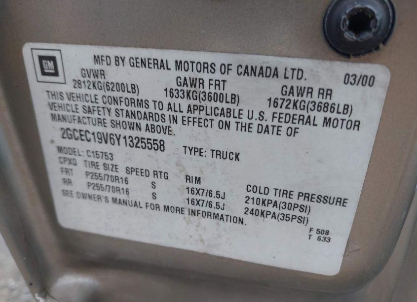 Photo 9 of 2000 Chevrolet Silverado 1500 LS (VIN 2GCEC19V6Y1325558)