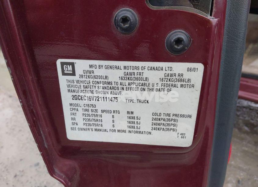 Photo 9 of 2002 Chevrolet Silverado 1500 LS (VIN 2GCEC19V721111475)