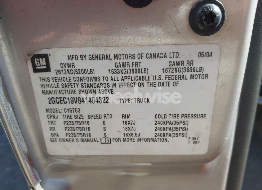 Photo 9 of 2004 Chevrolet Silverado 1500 LS (VIN 2GCEC19V841404322)