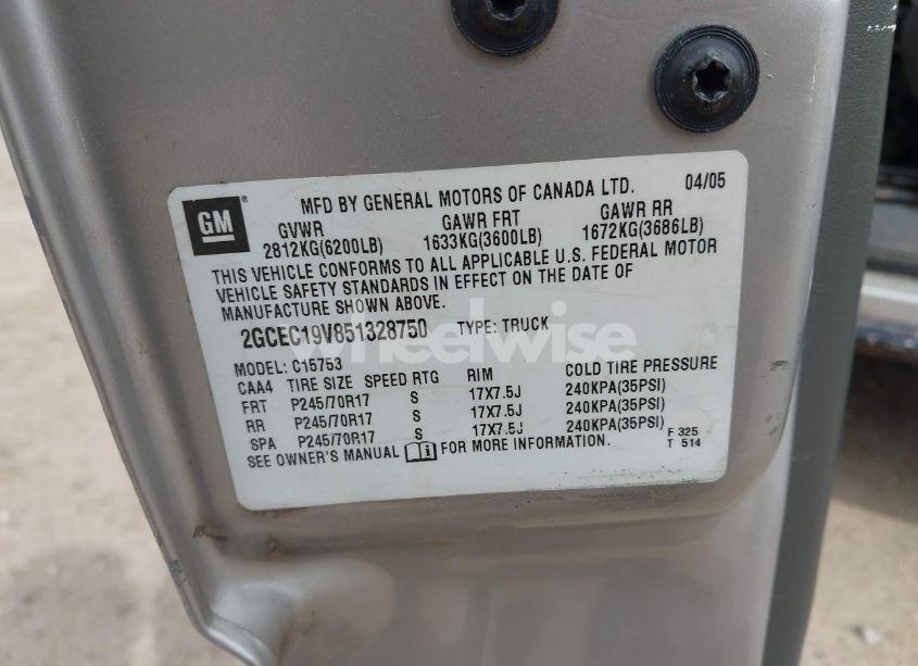 Photo 9 of 2005 Chevrolet Silverado 1500 LS (VIN 2GCEC19V851328750)