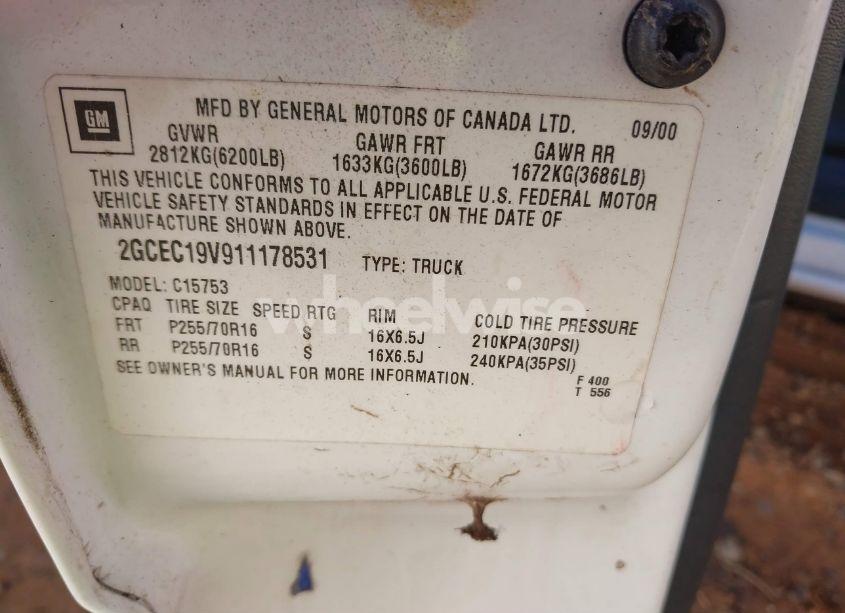 Photo 9 of 2001 Chevrolet Silverado 1500 LS (VIN 2GCEC19V911178531)