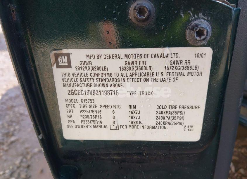 Photo 9 of 2002 Chevrolet Silverado 1500 LS (VIN 2GCEC19V921198716)