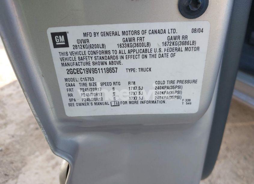 Photo 9 of 2005 Chevrolet Silverado 1500 LS (VIN 2GCEC19V951118657)