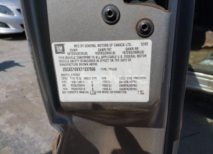 Photo 9 of 2003 Chevrolet Silverado 1500 LS (VIN 2GCEC19VX31237699)