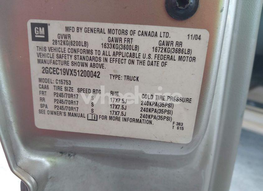 Photo 9 of 2005 Chevrolet Silverado 1500 LS (VIN 2GCEC19VX51200042)