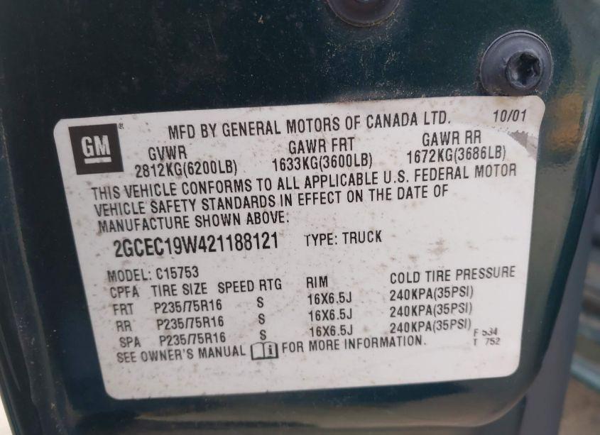 Photo 9 of 2002 Chevrolet Silverado 1500 (VIN 2GCEC19W421188121)