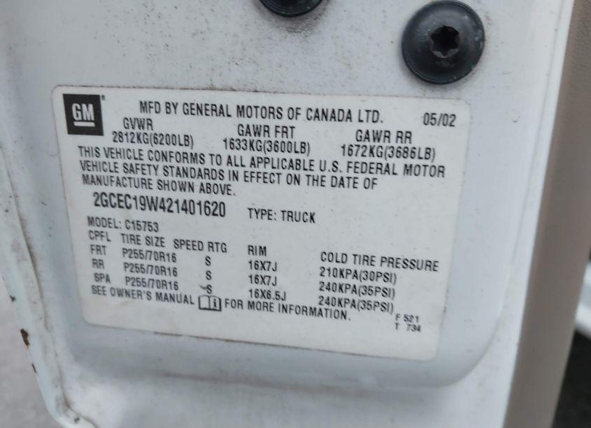 Photo 9 of 2002 Chevrolet Silverado 1500 LS (VIN 2GCEC19W421401620)