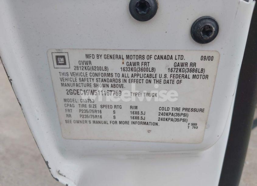 Photo 9 of 2001 Chevrolet Silverado 1500 (VIN 2GCEC19W511167759)