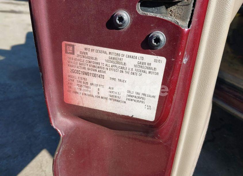 Photo 9 of 2001 Chevrolet Silverado 1500 LS (VIN 2GCEC19W611301470)