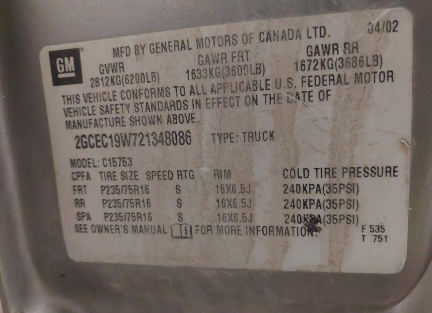 Photo 9 of 2002 Chevrolet Silverado 1500 (VIN 2GCEC19W721348086)