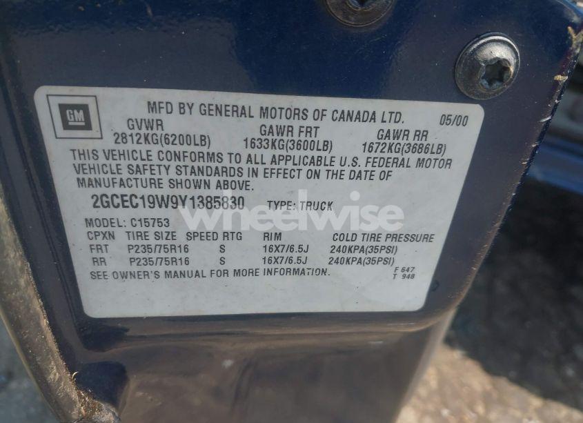 Photo 9 of 2000 Chevrolet Silverado 1500 LS (VIN 2GCEC19W9Y1385830)