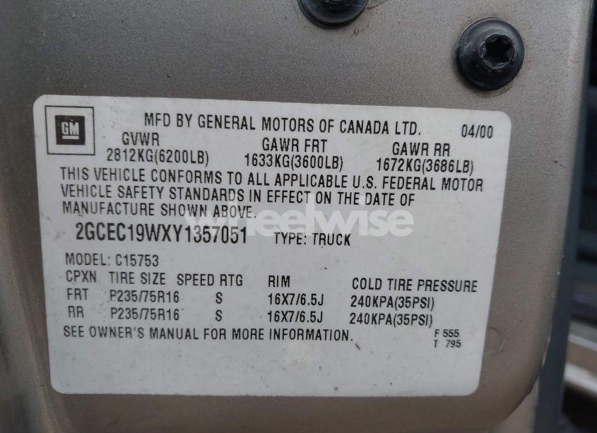 Photo 9 of 2000 Chevrolet Silverado 1500 LS (VIN 2GCEC19WXY1357051)