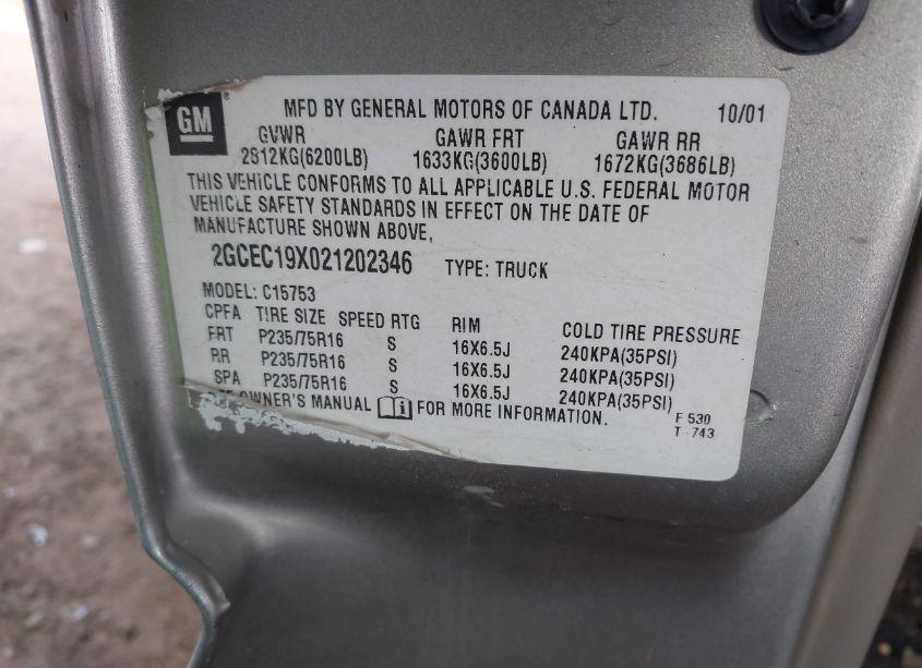 Photo 8 of 2002 Chevrolet Silverado 1500 (VIN 2GCEC19X021202346)