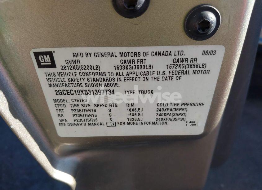 Photo 9 of 2003 Chevrolet Silverado 1500 WORK TRUCK (VIN 2GCEC19X531397734)