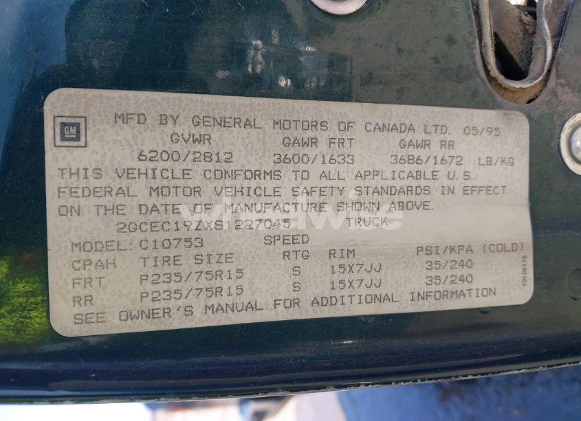 Photo 9 of 1995 Chevrolet Gmt-400 C1500 (VIN 2GCEC19ZXS1227045)