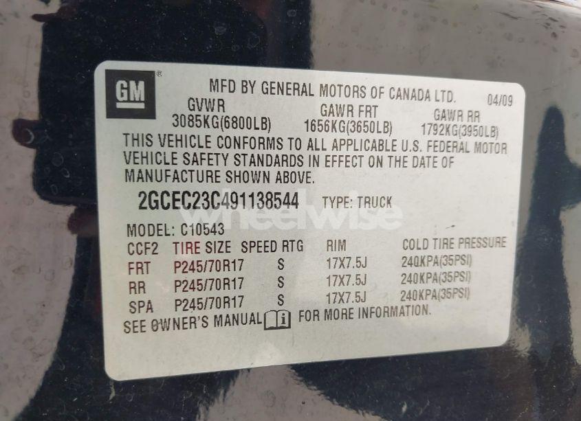 Photo 9 of 2009 Chevrolet Silverado 1500 LT (VIN 2GCEC23C491138544)