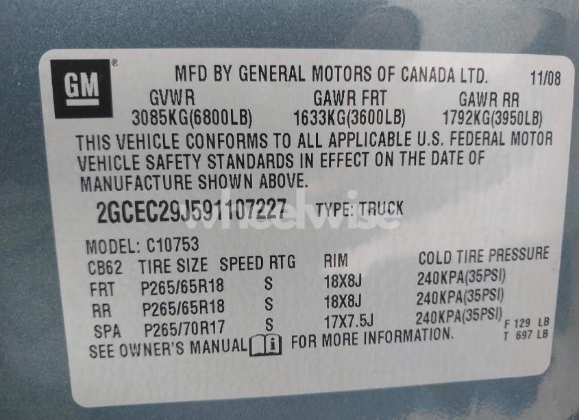 Photo 9 of 2009 Chevrolet Silverado 1500 LT (VIN 2GCEC29J591107227)