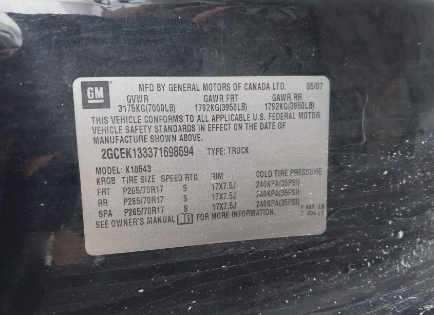 Photo 9 of 2007 Chevrolet Silverado 1500 LTZ (VIN 2GCEK133371698694)