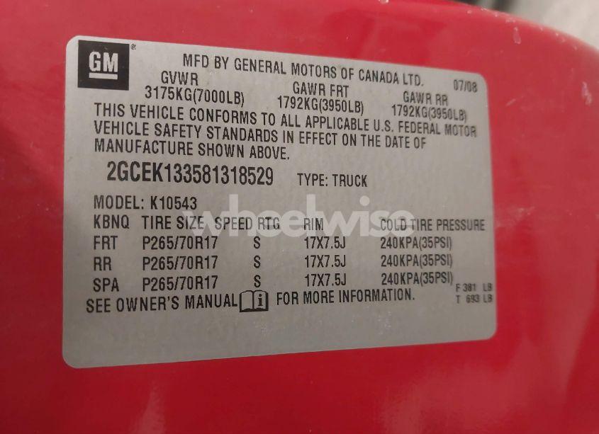 Photo 9 of 2008 Chevrolet Silverado 1500 LT1 (VIN 2GCEK133581318529)