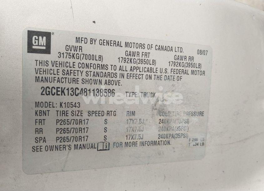 Photo 9 of 2008 Chevrolet Silverado 1500 LS (VIN 2GCEK13C481138586)